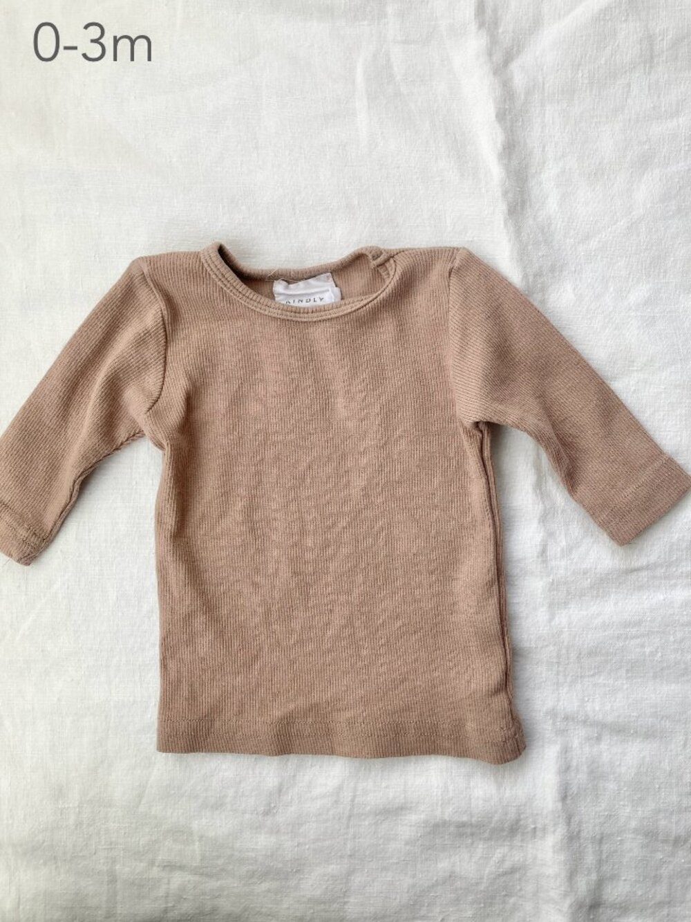 🪴5/$30 Kindly 0-3 Months Baby Tan Beige Ribbed Long Sleeve Neutral Minimalist